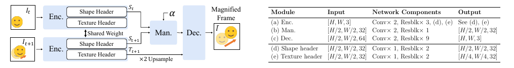 Baseline architecture for learning-based video motion magnification.